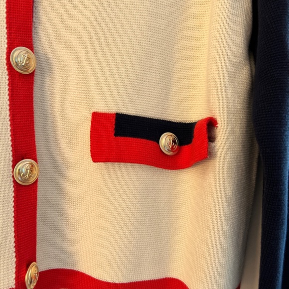 Boden Cream and Navy Cardigan Jacket with Red Accents - Picture 4 of 4